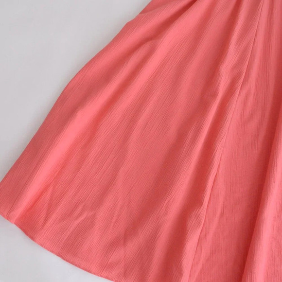 Vintage Cannes Collection Petite Coral Short Sleeve Gold  Button Midi Dress 9/10 - Picture 7 of 13